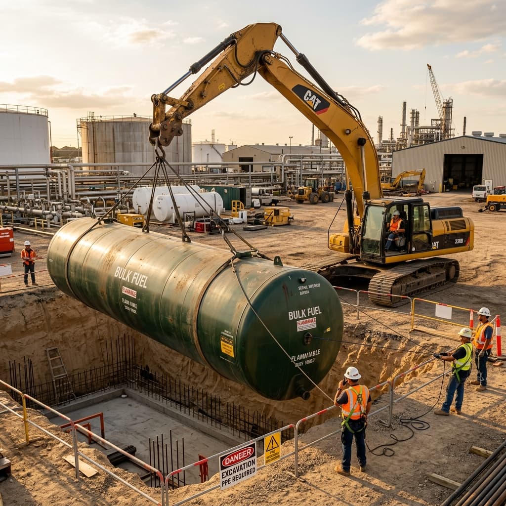 Underground bulk fuel storage tank installation